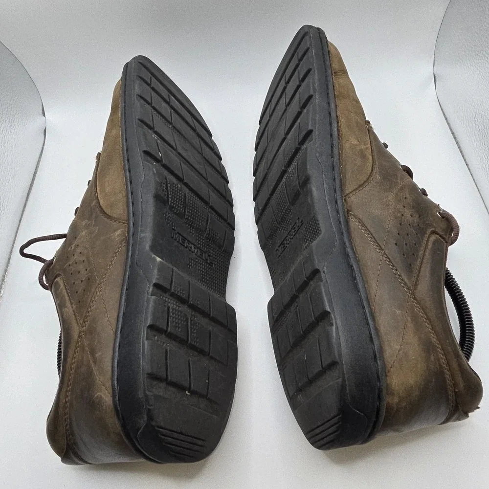 Merrell Men's Brown Leather Casual Walking Shoes Size 9.5 Lace Up Comfort